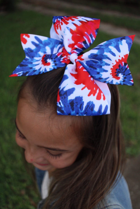Patriotic Tie Dye Hair Bow